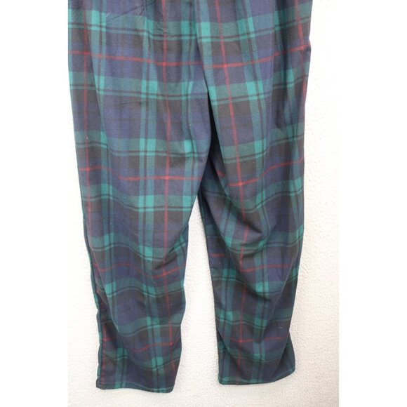Cuddl Duds Navy/Green Plaid Pajama Set-Size Medium-Drawstring-Pockets-Classic - Picture 8 of 16